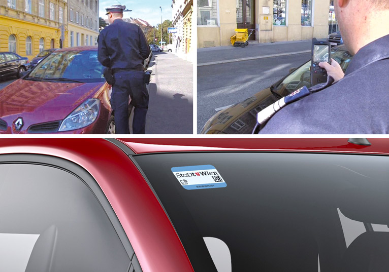 Parkpickerl mit Hitech-Innenleben: In Wien erleichtern diese RFID-Tickets den Ordnungsbeamten die Arbeit.